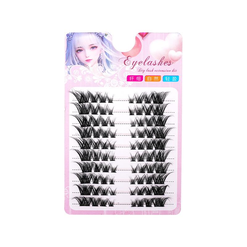 Eyelash Extension Hybrid - 80 enkele clusters scheef vliegende vos