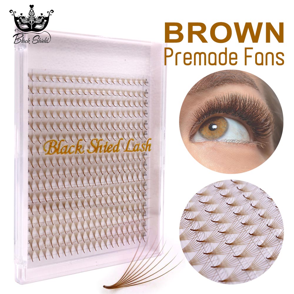 Eyelash Extension Remover At Home - 320 gekleurde puntige bruine premade fans