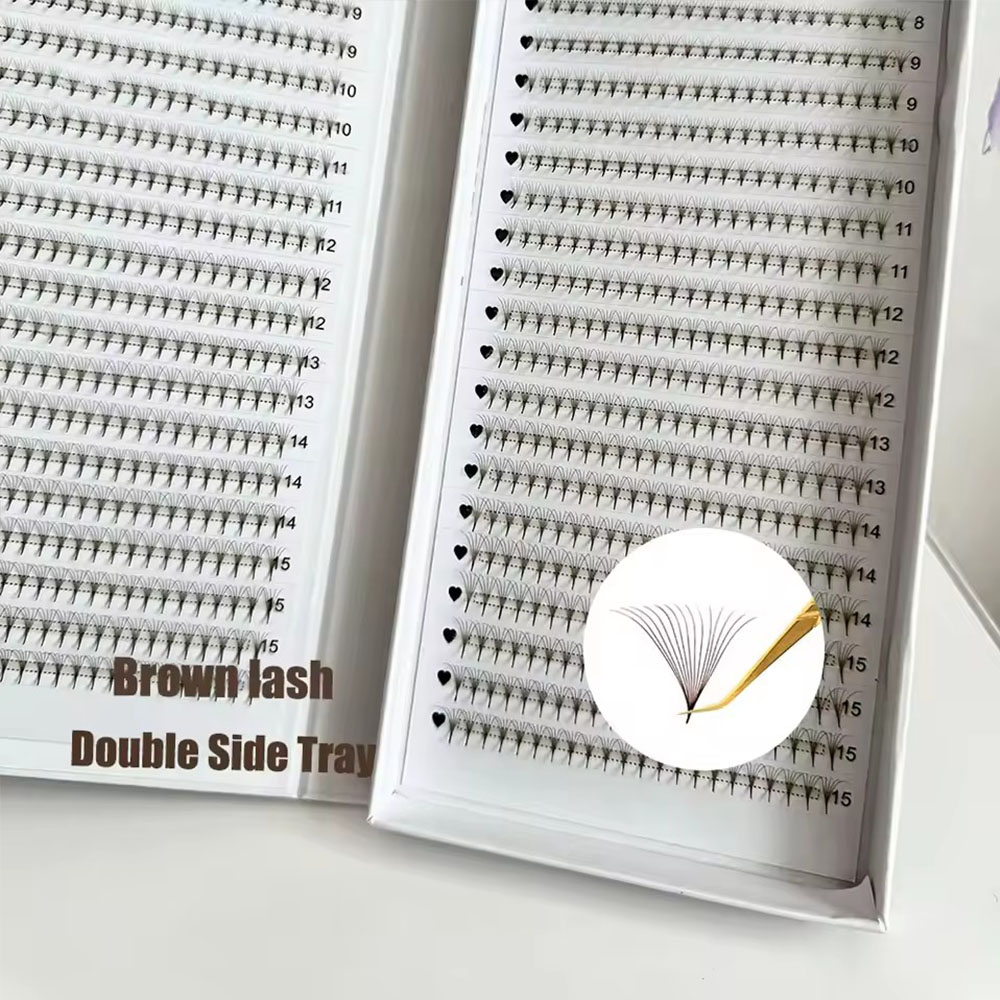1200 Fans 3D 8D 5D Bruin Gekle - Eyelash Extension Hybrid recensie en prijs
